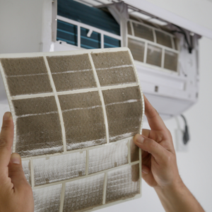 Air conditioner filter cleaning
