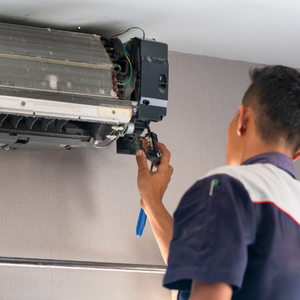 Air conditioner opened for fault finding